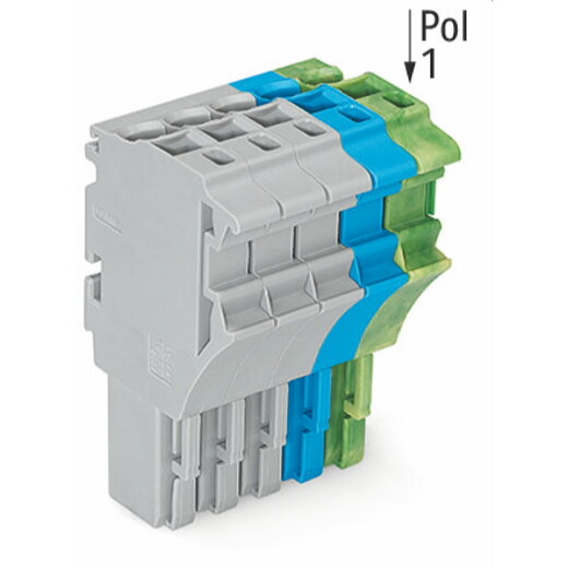 WAGO 1-Leiter-Federleiste Push-in CAGE CLAMP® 4 mm? grau/blau/grün-gelb 2022-105/000-038