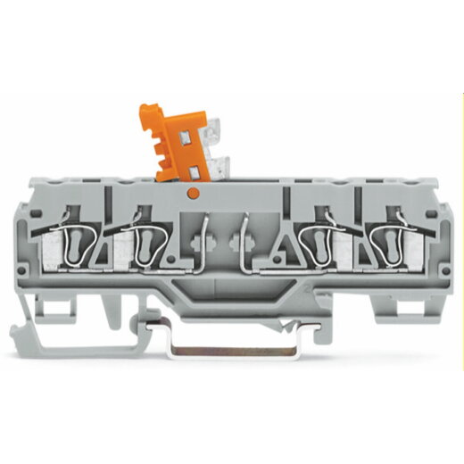 WAGO 4-Leiter-Trenn- und Messklemme mit schwenkbarem Trennmesser mit Prüföffnung grau 280-881