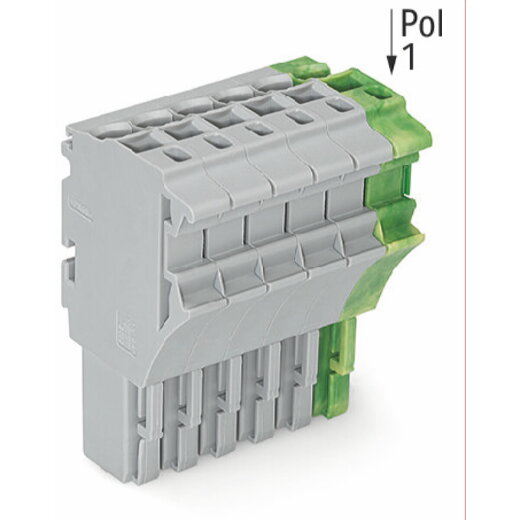 WAGO 1-Leiter-Federleiste Push-in CAGE CLAMP® 4 mm? grau/grün-gelb 2022-106/000-036