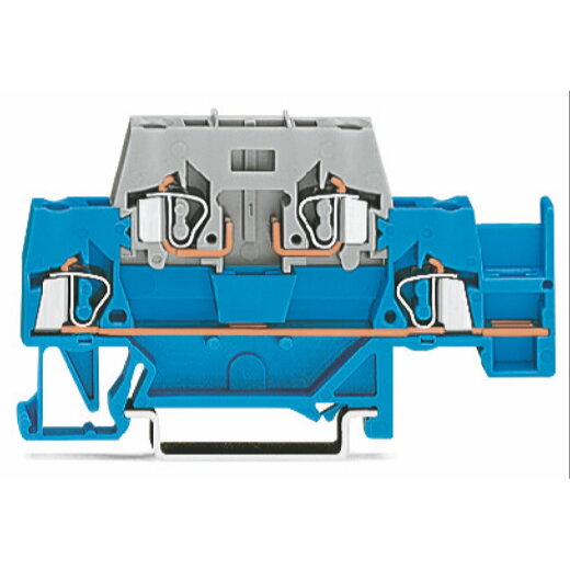 WAGO Doppelstockklemme mit zusätzlicher Querbrückung im Erdgeschoss für Tragschiene 35 x 15 und 35 x 7,5 blau/grau 280-532