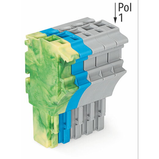 WAGO 1-Leiter-Federleiste Push-in CAGE CLAMP® 4 mm? grün-gelb/blau/grau 2022-105/000-039