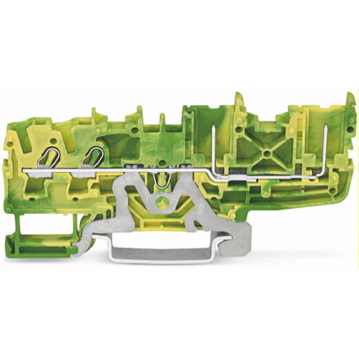 WAGO 2-Leiter/2-Pin-PE-Basisklemme 2,5 mm? für Tragschiene 35 x 15 und 35 x 7,5 grün-gelb 2022-1407