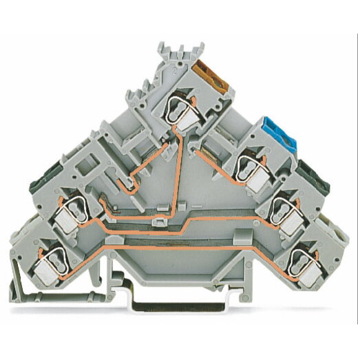 WAGO 4-Leiter-Initiatorenklemme für PNP (plus)-schaltende Initiatoren für Sicherungsstecker grau 280-588