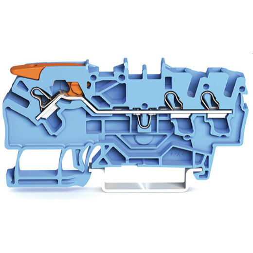WAGO 3-Leiter-Durchgangsklemme mit Hebel und Push-in CAGE CLAMP® 2,5 mm? blau 2102-1304