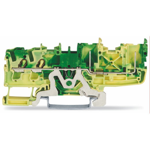 WAGO 2-Leiter/2-Pin-PE-Basisklemme 2,5 mm? für Anwendungen Ex nA geeignet grün-gelb 2022-1407/999-953