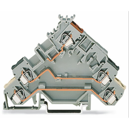 WAGO 3-Leiter-Aktorenklemme mit farbig bedruckten Leitereinführungen 2,5 mm? grau 280-583