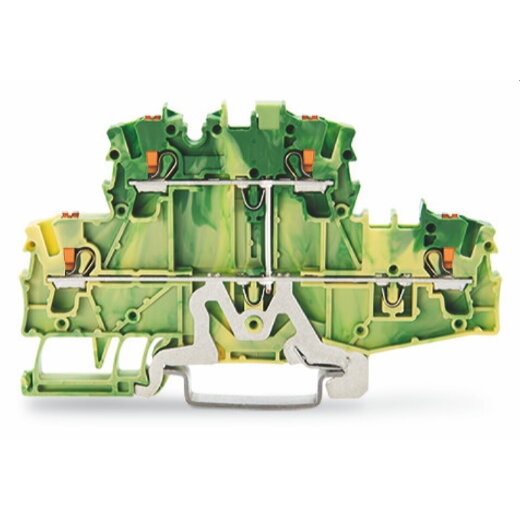 WAGO Doppelstockklemme 4-Leiter-Schutzleiterklemme mit Drücker grün-gelb 2202-2707