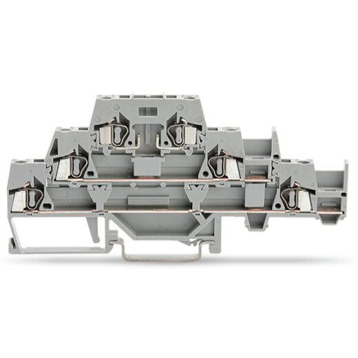 WAGO Dreistockklemme mit zusätzlicher Querbrückung im Erdgeschoss für Tragschiene 35 x 15 und 35 x 7,5 grau/grau/grau 280-889