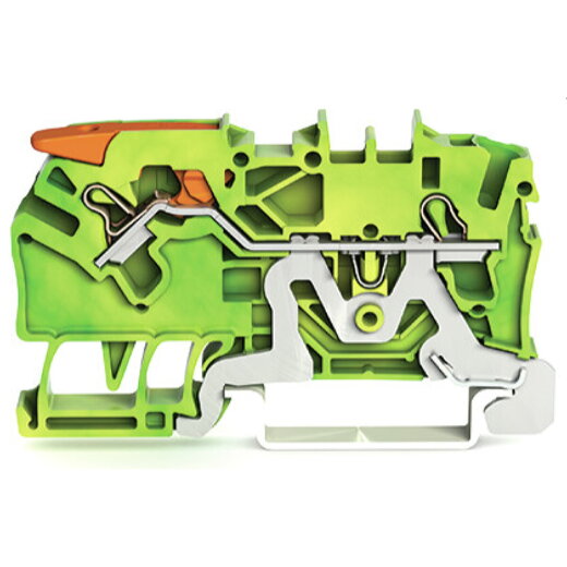 WAGO 2-Leiter-Schutzleiterklemme mit Hebel und Push-in CAGE CLAMP® 2,5 mm? grün-gelb 2102-1207