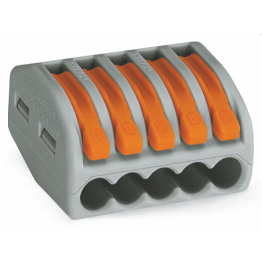 WAGO Verbindungsklemme 5polig mit Hebel grau