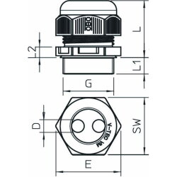 OBO Kabelverschraubung V-TEC VM25 2x6 mit Mehrfachdichteinsatz
