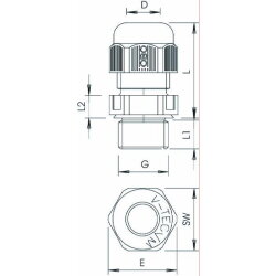 OBO Kabelverschraubung V-TEC VM lang M25 lichtgrau