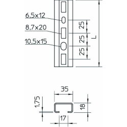 OBO Profilschiene CMS3518P0300FS 300x35x18 gelocht