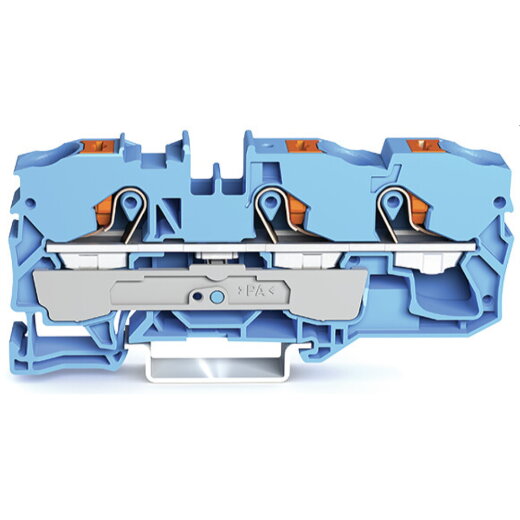 WAGO 3-Leiter-Durchgangsklemme mit Drücker 10 mm? blau 2210-1304