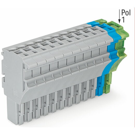 WAGO 1-Leiter-Federleiste Push-in CAGE CLAMP® 4 mm? grau/blau/grün-gelb 2022-115/000-038
