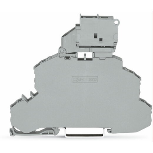 WAGO Doppelstock-Sicherungsklemme mit schwenkbarem Sicherungshalter Durchgangs-/Sicherungsklemme grau 2002-2611
