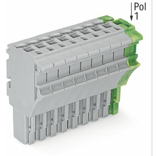 WAGO 1-Leiter-Federleiste Push-in CAGE CLAMP® 4 mm? grau/grün-gelb 2022-110/000-036