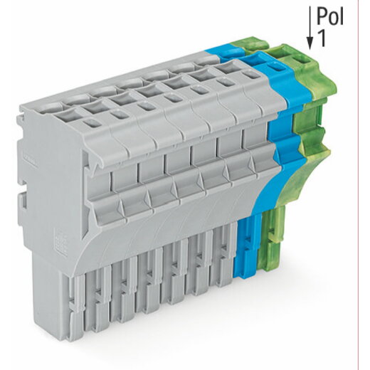 WAGO 1-Leiter-Federleiste Push-in CAGE CLAMP® 4 mm? grau/blau/grün-gelb 2022-111/000-038