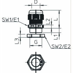 OBO Kabelverschraubung V-TEC VM32+ LGR mit Gegenmutter