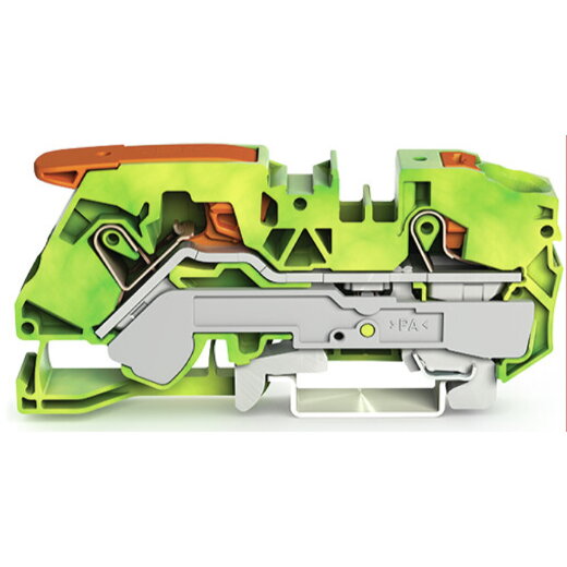 WAGO 2-Leiter-Schutzleiterklemme mit Hebel und Drücker 16 mm? grün-gelb 2116-5207