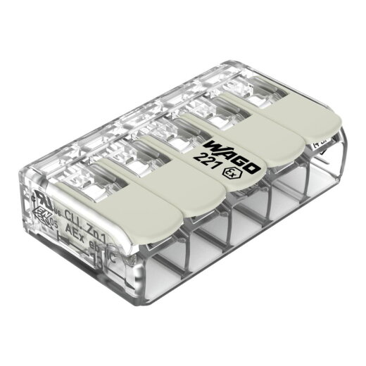 WAGO COMPACT-Verbindungsklemme für alle Leiterarten für Anwendungen Ex e transparent 221-685