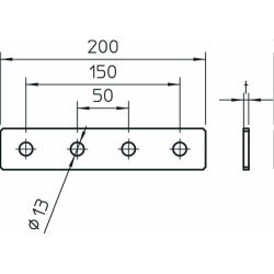 OBO Verbindungsplatte GMS 4FT 240x40mm mit 4 Löchern