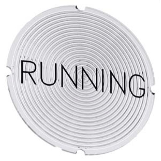 Siemens Einlegeschild rund milchig Symbol Running 3SU1900-0AB71-0EB0