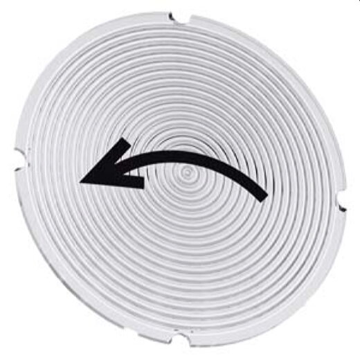 Siemens Einlegeschild rund milchig Symbol Drehbewegung links 3SU1900-0AB71-0QU0