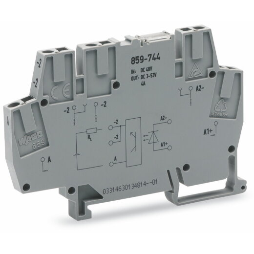 WAGO Optokopplermodul Eingangsnennspannung DC 12 ? 48 V Ausgangsspannungsbereich DC 10 ? 53 V grau 859-744