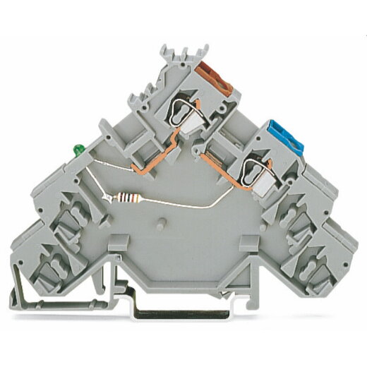 WAGO 4-Leiter-Initiatoreneinspeiseklemme LED grün für PNP-(plus-)schaltende Initiatoren grau 280-584/281-483