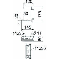 OBO Wand- und Deckenbügel TPDG 145 FT für Gitterrinne