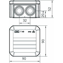 OBO Kabelabzweigkasten T40 90x90x52 reinweiss