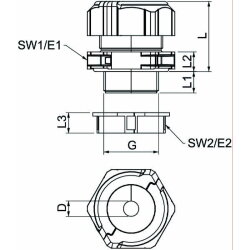 OBO Kabelverschraubung V-TEC TB32 11-15 teilbar K M32 lichtgrau
