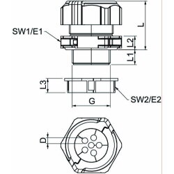OBO Kabelverschraubung V-TEC TB32 4x8 teilbar MF M32 lichtgrau