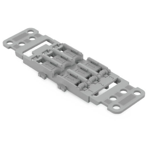 WAGO Befestigungsadapter mit Zugentlastung 3-fach für Durchgangsverbinder mit Hebel grau 221-2513