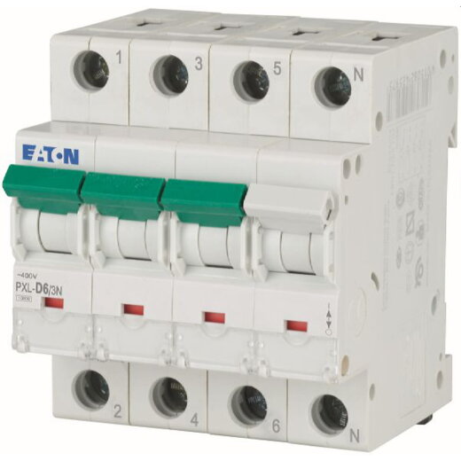 Eaton Electric Leitungsschutzschalter, Automat PXL-D6/3N D6A 3polig+N