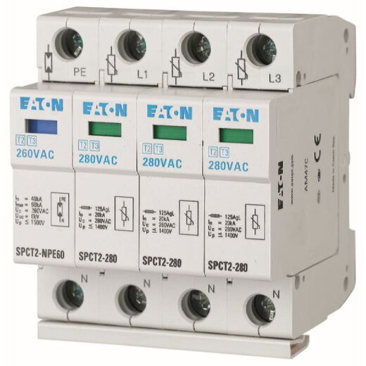 Eaton Electric Überspannungsableiter SPCT2-280/3 steckbar 3p+N 280VAC 20kA