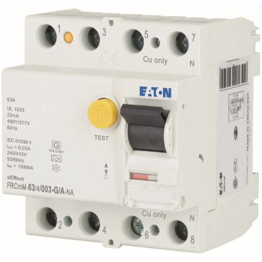 Eaton Electric FI-Schutzschalter, FI FRCMM-63/4/003-G/A-NA 63A 4polig 30mA