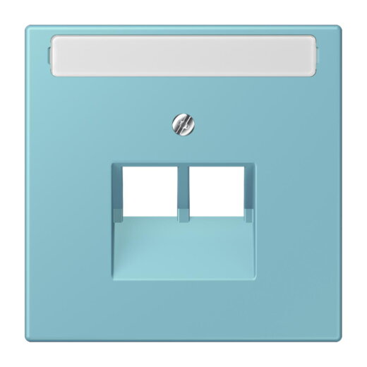 Jung Abdeckung für IAE/UAE-Anschlussdosen 2 x 8-polig, mit Schriftfeld, Thermoplast lackiert, Serie LS, céruléen moyen LC969-2NAUA213