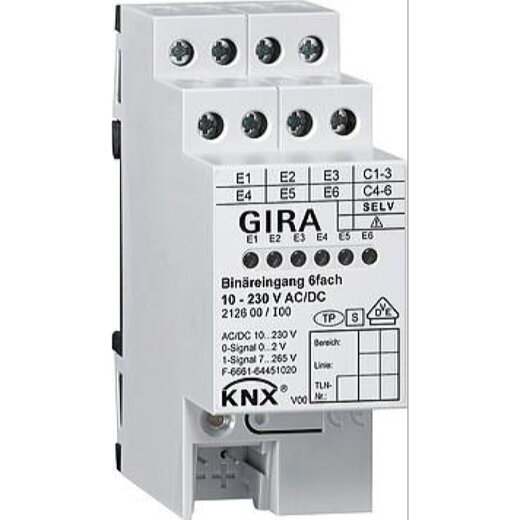 Gira Binäreingang 212600 6fach 10-230V AC/DC REG KNX