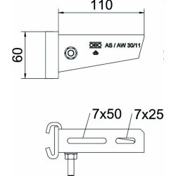 OBO Stielausleger AS 30/11 FT B: 110mm für IS8-Stiel
