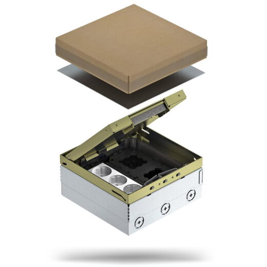 OBO Bodentank komplett UDHOME4 2M V 3fach-Steckdose Messing