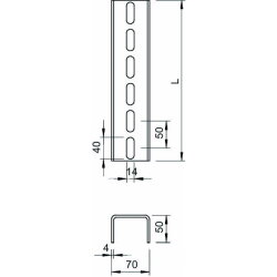 OBO U-Stiel US770F 70x50x700 gelocht