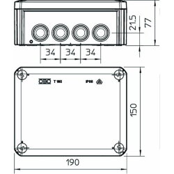 OBO Kabelabzweigkasten T160F 190x150x77 lichtgrau