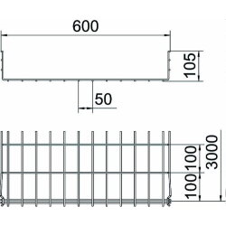 OBO Gitterrinne GRM GRM 105/600G galvanisch verzinkt