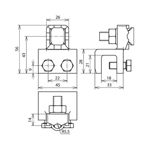 Dehn & Söhne Anschlussklemme 370018 Anschlusskl m. KS-Schr. TG/tZn