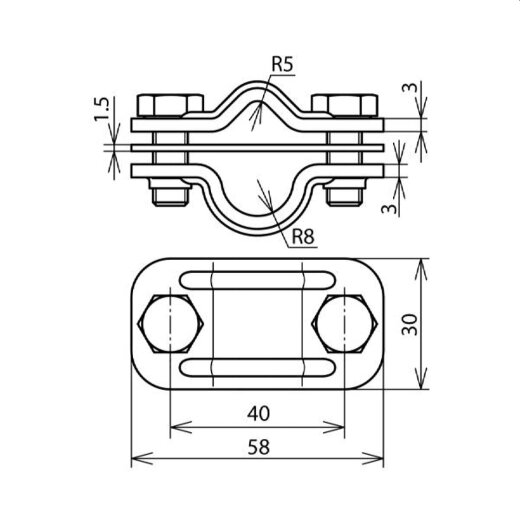 Dehn & Söhne Zweimetall-Uni-Trennklemme 460507 Cu/St/tZn 8-10/16mm