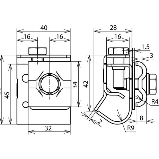 Dehn & Söhne Zweimetall-Dachrinnenklemme Cu-St/t mit Doppelüberleger