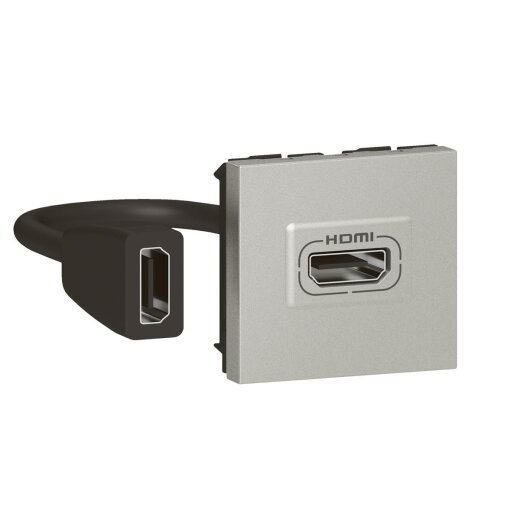 Legrand Anschlusseinheit Mosaic HDMI 2.0 vorv.2mod m.Kabel alu