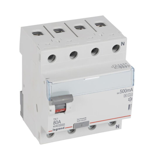 Legrand FI-Schutzschalter, FI 411809 TX3 80A 4P 500MA A-S